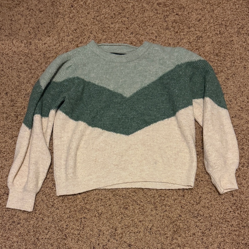 Vero Moda Chevron Sweater - Teal and Cream